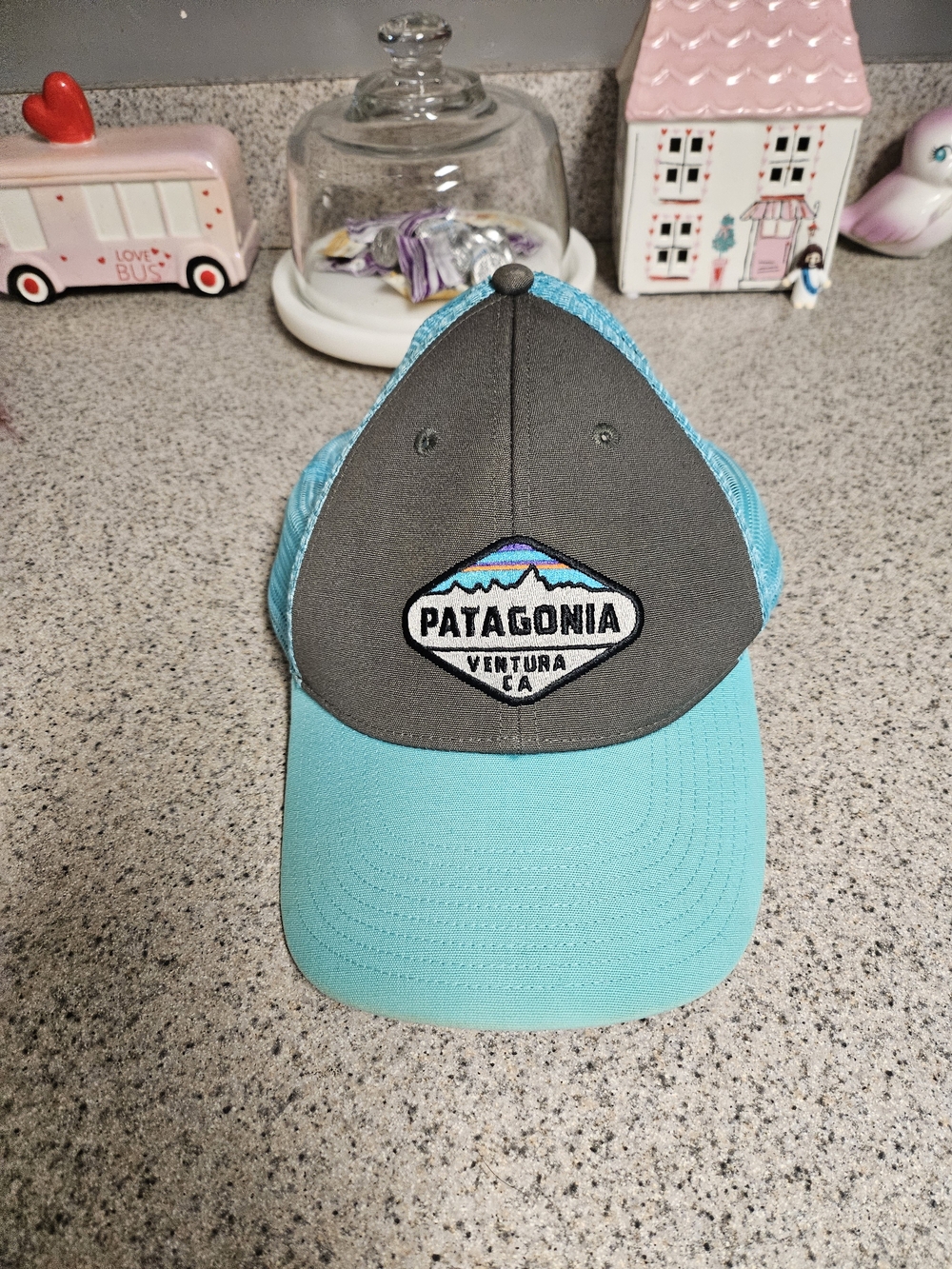 Patagonia Two-Tone Teal and Gray Trucker Hat